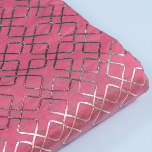 Gajree Colour Chanderi Gota Embroidered Fabric