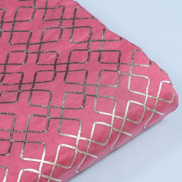 Gajree Colour Chanderi Gota Embroidered Fabric