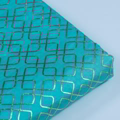 Firozi Colour Chanderi Gota Embroidered Fabric