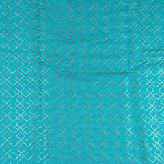 Firozi Colour Chanderi Gota Embroidered Fabric