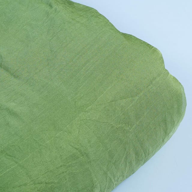 Green Colour Crush Art Tissue Silk fabric