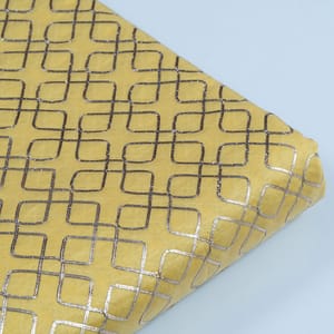Lemon Colour Chanderi Gota Embroidered Fabric