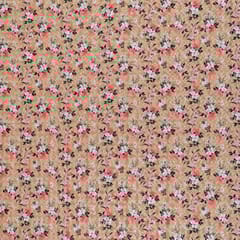 Peach Floral Georgette Embroidered Fabric Print