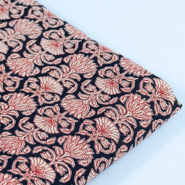 Black Colour Cotton Cambric Printed Fabric