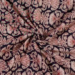Black Colour Cotton Cambric Printed Fabric