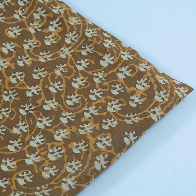 Mustard Colour Cotton Cambric Batik Printed Fabric(1.5Meter Piece)