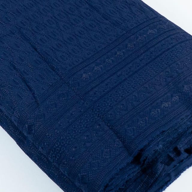 Navy Blue Colour Big width Rayon chikan fabric