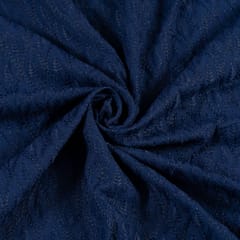 Navy Blue Colour Big width Rayon chikan fabric