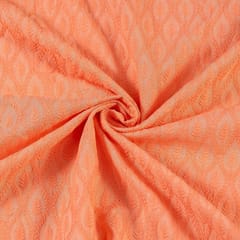 Peach Colour Big width Rayon chikan fabric