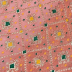 Peach Colour Georgette Jacquard fabric