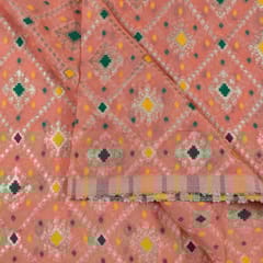 Peach Colour Georgette Jacquard fabric