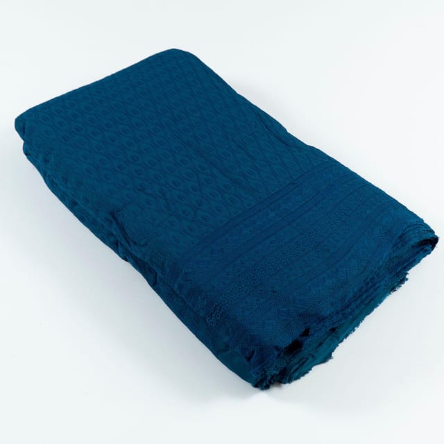 Peacock Blue Colour Big width Rayon chikan fabric