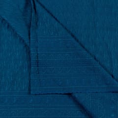 Peacock Blue Colour Big width Rayon chikan fabric