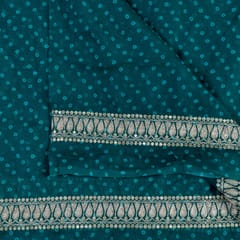 Green Colour Organza Bandhej Embroidered Fabric