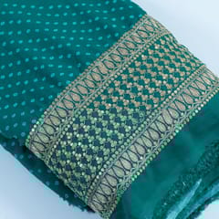 Green Colour Georgette Bandhej Embroidered Fabric