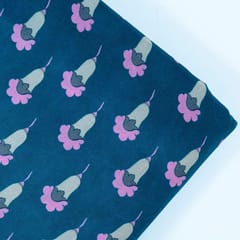 Blue Digital Crepe Printed Fabric