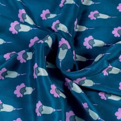 Blue Digital Crepe Printed Fabric