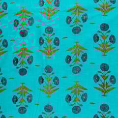 Firozi Dazzle Cotton Slub Printed Fabric