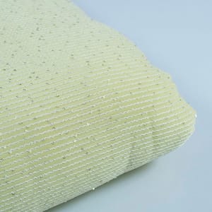Lemon Colour Georgette Thread With Sequins Embroidered Fabric