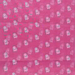 Pink Colour Pure Kota Thread Embroidered Fabric