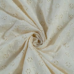 Off White Dyeable Cotton Chikan fabric