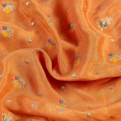 Orange Viscose Chiffon Jacqurd fabric