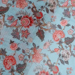 Sea Green Colour Kota Digital Printed Fabric