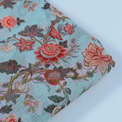 Sea Green Colour Kota Digital Printed Fabric