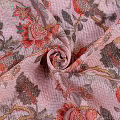 Peach Colour Kota Digital Printed Fabric
