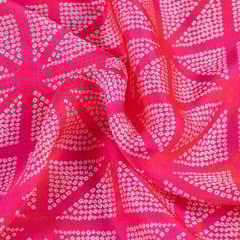 Pink Colour Georgette Satin Printed Fabric