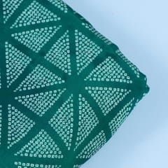 Green Colour Georgette Satin Bandhni Printed Fabric