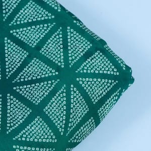 Green Colour Georgette Satin Bandhni Printed Fabric