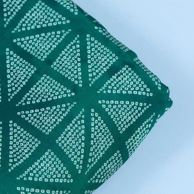 Green Colour Georgette Satin Bandhni Printed Fabric