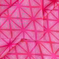 Pink Colour Georgette Satin Printed Fabric