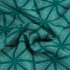 Green Colour Georgette Satin Bandhni Printed Fabric