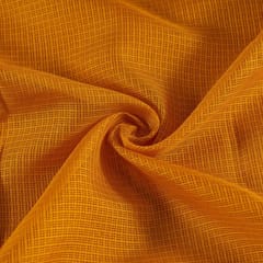 Mustard Yellow Colour Kota Doria Checks fabric
