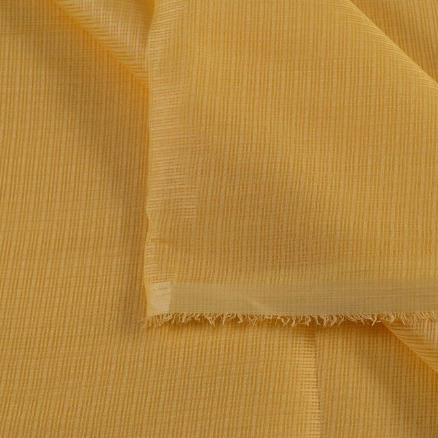 Lemon Yellow Colour Kota Doria Checks fabric