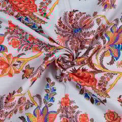 Light Grey Colour Linen Cotton Digital Printed Fabric