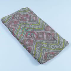 Grey Colour Pure Georgette Bandhani Digital Printed Fabric