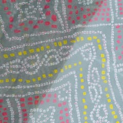 Grey Colour Pure Georgette Bandhani Digital Printed Fabric