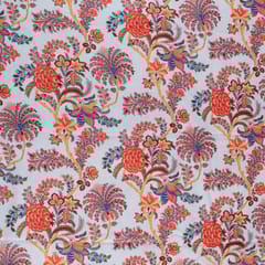 Light Grey Colour Linen Cotton Digital Printed Fabric