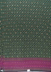 Green Colour Embroiderd Georgette Pleated Print with Majenta Border fabric