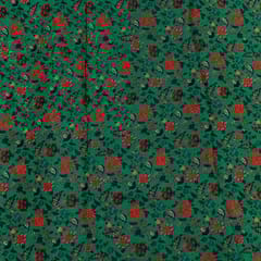 Green Colour Chinon Chiffon Kalamkari Digital Printed Fabric