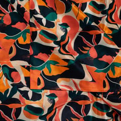 Multi Colour Pure Crepe Jungle Abstract Digital Printed Fabric