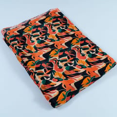 Multi Colour Pure Crepe Jungle Abstract Digital Printed Fabric