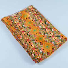 Mustard Colour Pure Crepe Tribal Digital Printed Fabric