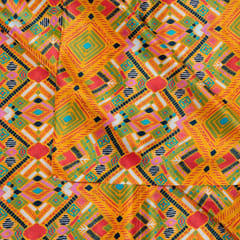 Mustard Colour Pure Crepe Tribal Digital Printed Fabric