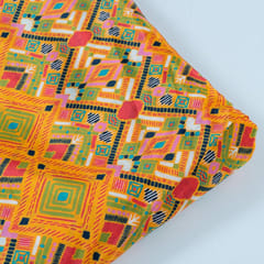 Mustard Colour Pure Crepe Tribal Digital Printed Fabric