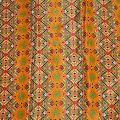 Mustard Colour Pure Crepe Tribal Digital Printed Fabric