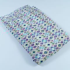 White Colour Pure Crepe Tribal Digital Printed Fabric